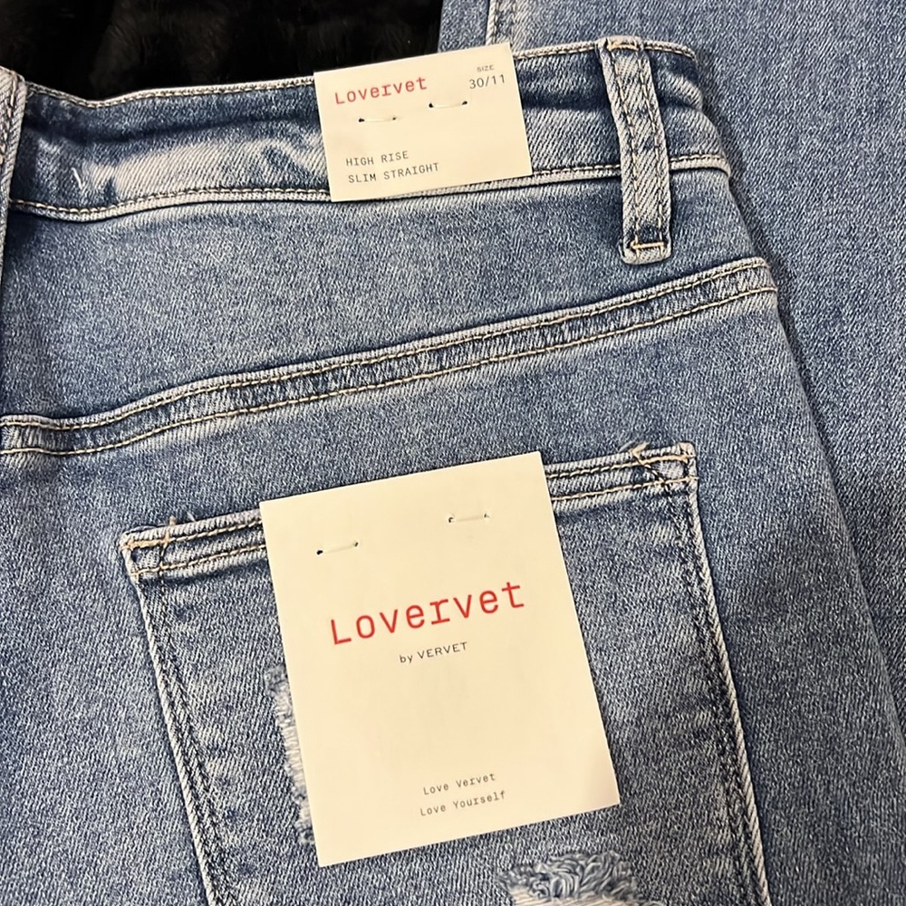 NWT Lovett high rise slim straight Blue Distressed Jeans - Picture 6 of 6